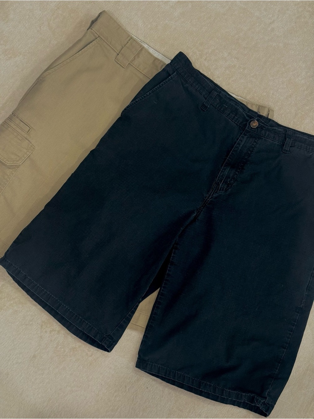 2 Pairs of Dickies Shorts, Khaki and Black